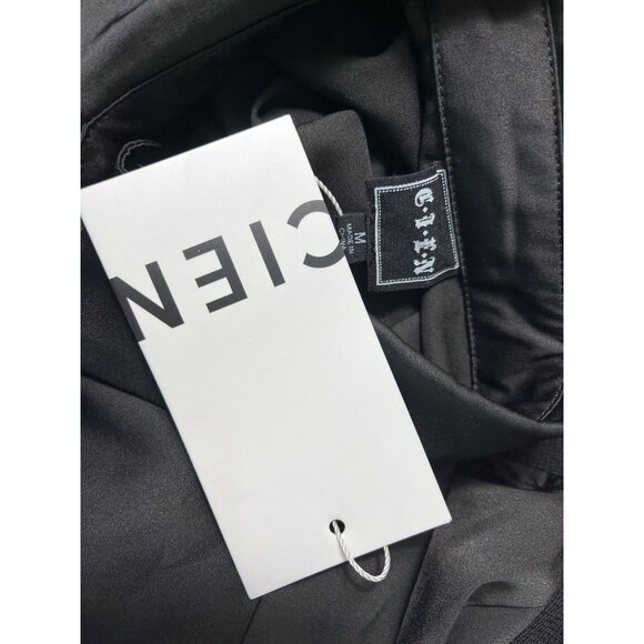 Cien Women's Satin Black Top Button Up Long Sleeve Blouse Shirt Sz M - NWT - Picture 8 of 9